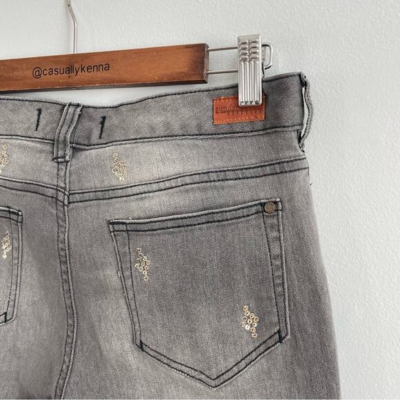 Sundance | Women’s Primrose Party Jeans Charcoal Grey Washed Sequins Glitter 27 - Picture 5 of 11